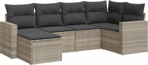 vidaXL vidaXL 6-cz. zestaw mebli ogrodowych, z poduszkami, jasnoszary 2