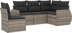 vidaXL vidaXL 5-cz. zestaw mebli do ogrodu, poduszki, jasnoszary rattan PE 2
