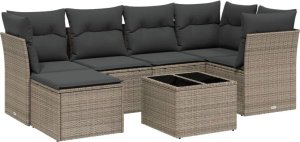 vidaXL 7-cz. zestaw wypoczynkowy do ogrodu, z poduszkami, jasnoszary 2