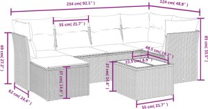 vidaXL 7-cz. zestaw wypoczynkowy do ogrodu, z poduszkami, jasnoszary 4