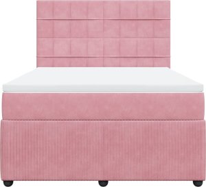 vidaXL Łóżko kontynentalne z materacem, różowe, 140x200 cm, aksamit 4