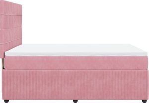 vidaXL Łóżko kontynentalne z materacem, różowe, 140x200 cm, aksamit 5