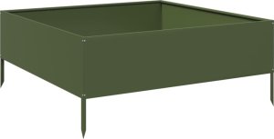 vidaXL vidaXL Podwyższona donica, oliwkowa, 100x100x25 cm, stal 2
