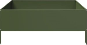 vidaXL vidaXL Podwyższona donica, oliwkowa, 100x100x25 cm, stal 4