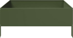 vidaXL vidaXL Podwyższona donica, oliwkowa, 100x100x25 cm, stal 5