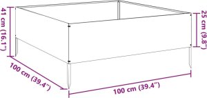 vidaXL vidaXL Podwyższona donica, oliwkowa, 100x100x25 cm, stal 10
