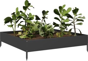 vidaXL vidaXL Podwyższona donica, czarna, 100x100x26 cm, stal 3
