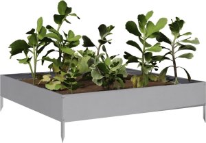 vidaXL Podwyższona donica 100x100x26 cm galwanizowana stal 3