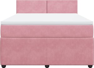 vidaXL Łóżko kontynentalne z materacem, różowe, 140x200 cm, aksamit 4
