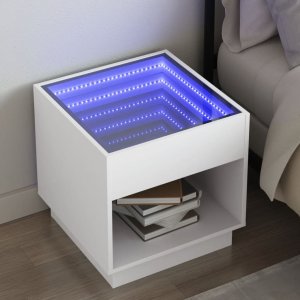 vidaXL vidaXL Stolik nocny z LED Infinity, biały, 50x50x50 cm 1