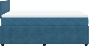 vidaXL Łóżko kontynentalne z materacem, niebieskie, 120x200cm, aksamit 9