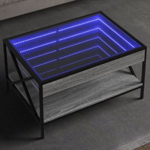 vidaXL vidaXL Stolik kawowy z LED Infinity, szary dąb sonoma, 70x50x38 cm 1