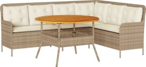 vidaXL 2-cz. zestaw mebli ogrodowych z poduszkami, beżowy, polirattan 2