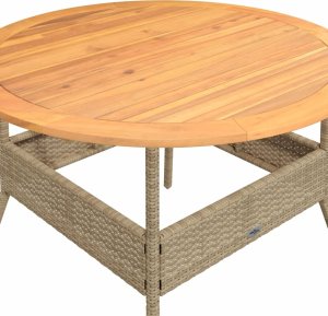 vidaXL 2-cz. zestaw mebli ogrodowych z poduszkami, beżowy, polirattan 5