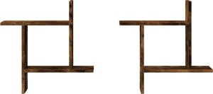 vidaXL vidaXL Półki ścienne, 2 szt., przydymiony dąb, 50x12x50 cm 4