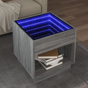 vidaXL vidaXL Stolik kawowy z LED Infinity, szary dąb sonoma, 50x50x50 cm 1