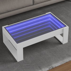 vidaXL vidaXL Stolik kawowy z LED Infinity, biały, 90x53x30 cm 1