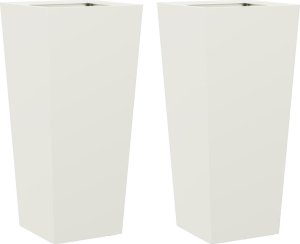 vidaXL vidaXL Donice ogrodowe, 2 szt., białe, 35x35x75 cm, stalowe 2