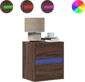 vidaXL vidaXL Ścienna szafka TV z LED, brązowy dąb, 41x31x45 cm 2