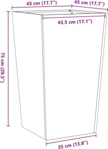 vidaXL vidaXL Donica ogrodowa, 45x45x75 cm, stal galwanizowana 10