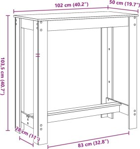 vidaXL vidaXL Stolik barowy, biały, 102x50x103,5 cm, materiał drewnopochodny 8