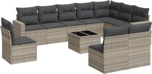 vidaXL 11-cz. zestaw mebli ogrodowych z poduszkami, szary rattan PE 2