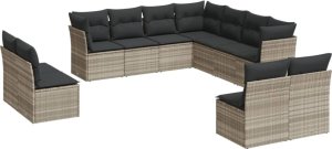 vidaXL vidaXL 11-cz. zestaw mebli ogrodowych z poduszkami, szary rattan PE 2