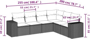 vidaXL vidaXL 6-cz. zestaw mebli ogrodowych, z poduszkami, jasnoszary 3
