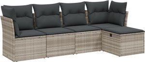 vidaXL vidaXL 5-cz. zestaw mebli do ogrodu, poduszki, jasnoszary rattan PE 2