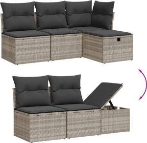 vidaXL vidaXL 5-cz. zestaw mebli do ogrodu, poduszki, jasnoszary rattan PE 3