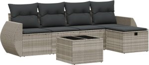 vidaXL 6-cz. zestaw mebli ogrodowych, z poduszkami, jasnoszary 2