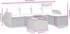 vidaXL 6-cz. zestaw mebli ogrodowych, z poduszkami, jasnoszary 4