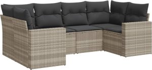 vidaXL vidaXL 6-cz. zestaw mebli ogrodowych, z poduszkami, jasnoszary 2