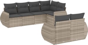 vidaXL vidaXL 7-cz. zestaw wypoczynkowy do ogrodu, z poduszkami, jasnoszary 2