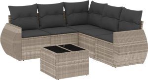 vidaXL 6-cz. zestaw mebli ogrodowych, z poduszkami, jasnoszary 2