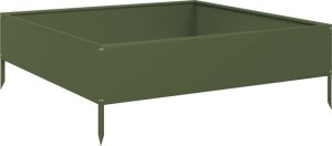 vidaXL vidaXL Podwyższona donica, oliwkowa, 100x100x33,5 cm, stal 2