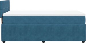 vidaXL vidaXL Łóżko kontynentalne z materacem, niebieskie, 90x200 cm, aksamit 7