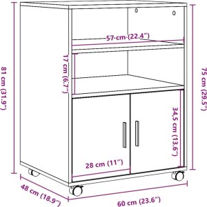 vidaXL vidaXL Szafka na kółkach, szarość betonu, 60x48x81 cm 10
