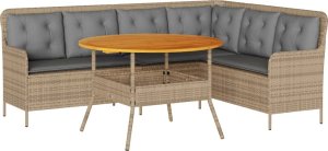 vidaXL 2-cz. zestaw mebli ogrodowych z poduszkami, beżowy, polirattan 2