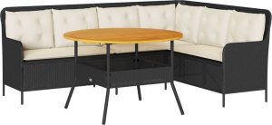 vidaXL 2-cz. zestaw wypoczynkowy do ogrodu, poduszki, czarny rattan PE 2