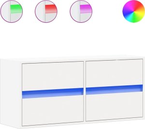 vidaXL vidaXL Ścienna szafka TV z LED, biała, 100x31x45 cm 2