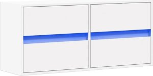vidaXL vidaXL Ścienna szafka TV z LED, biała, 100x31x45 cm 3