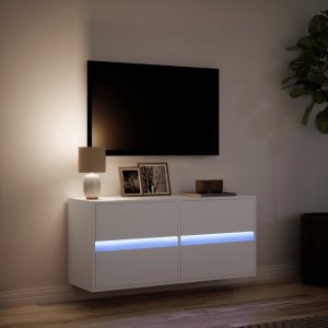 vidaXL vidaXL Ścienna szafka TV z LED, biała, 100x31x45 cm 5