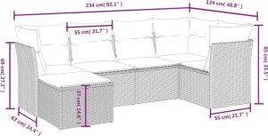 vidaXL vidaXL 6-cz. zestaw mebli ogrodowych, z poduszkami, jasnoszary 4