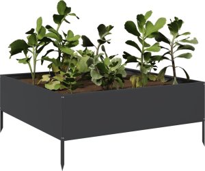 vidaXL vidaXL Podwyższona donica, czarna, 100x100x25 cm, stal 3