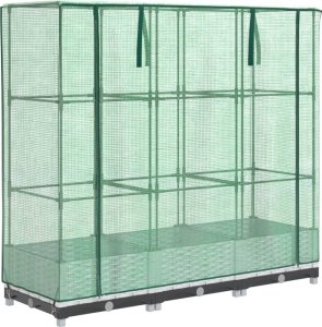 vidaXL vidaXL Podwyższona donica ze szklarnią, wygląd rattanu, 120x40x123 cm 2