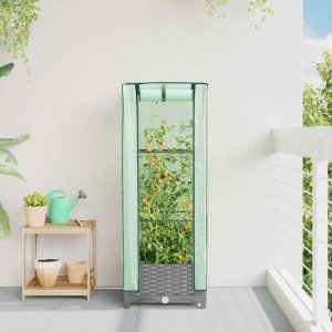 vidaXL vidaXL Podwyższona donica ze szklarnią, wygląd rattanu, 40x40x123 cm 3