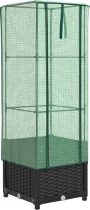 vidaXL vidaXL Podwyższona donica ze szklarnią, wygląd rattanu, 40x40x139 cm 2