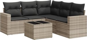 vidaXL 6-cz. zestaw mebli ogrodowych z poduszkami, jasnoszary 2