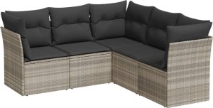 vidaXL vidaXL 5-cz. zestaw mebli do ogrodu, poduszki, jasnoszary rattan PE 2